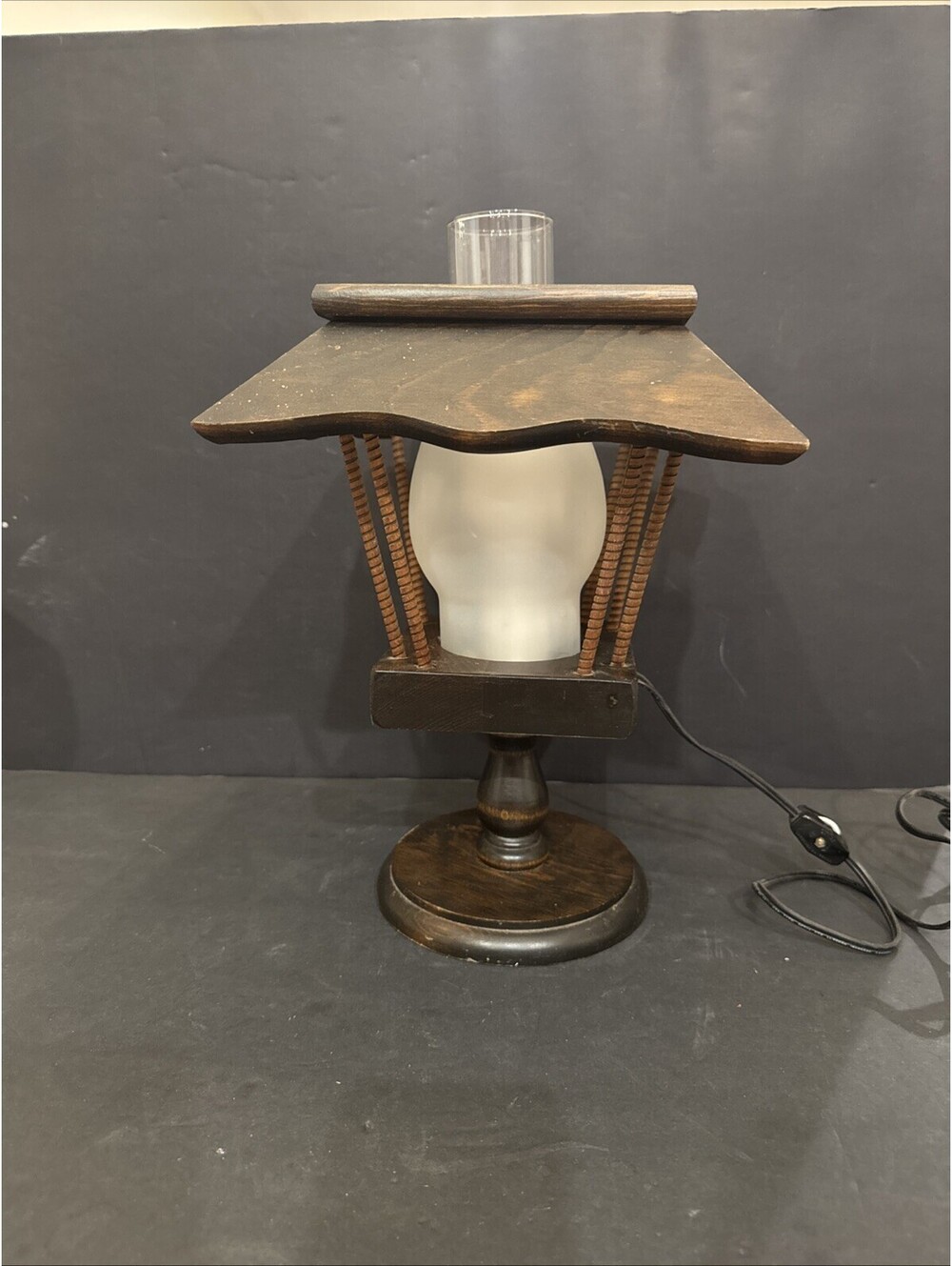 Vintage Wooden Chimney Shade Light Lamp Rustic Farmhouse Decor Electric